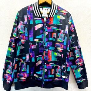 Adidas Women’s Colorful Geometric Track Bomber Jacket Size Large Lightweight